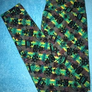 LulaRoe OS Leggings with  robot prints